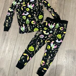 Little Sleepies Black Pajama Set with Neon Skeletons